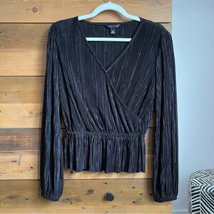 Black Banana Republic Plissé Peplum Dress Shirt